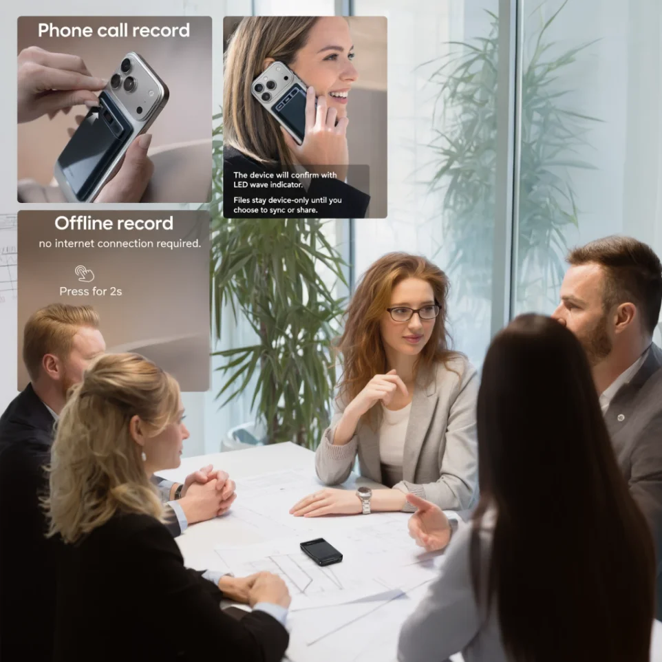 AI Recorder Card in use during a meeting